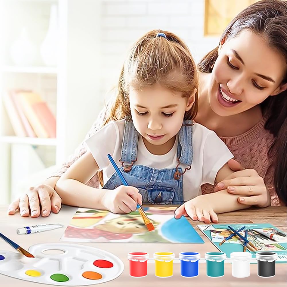 60 Töpfe15ml Farbtöpfchen mit Deckel 10 Streifen Leere Farbtöpfe Kunststoff Transparent Farbstreifen Groß mit 10 Künstlerpinsel für Schule Malen und Acrylfarben