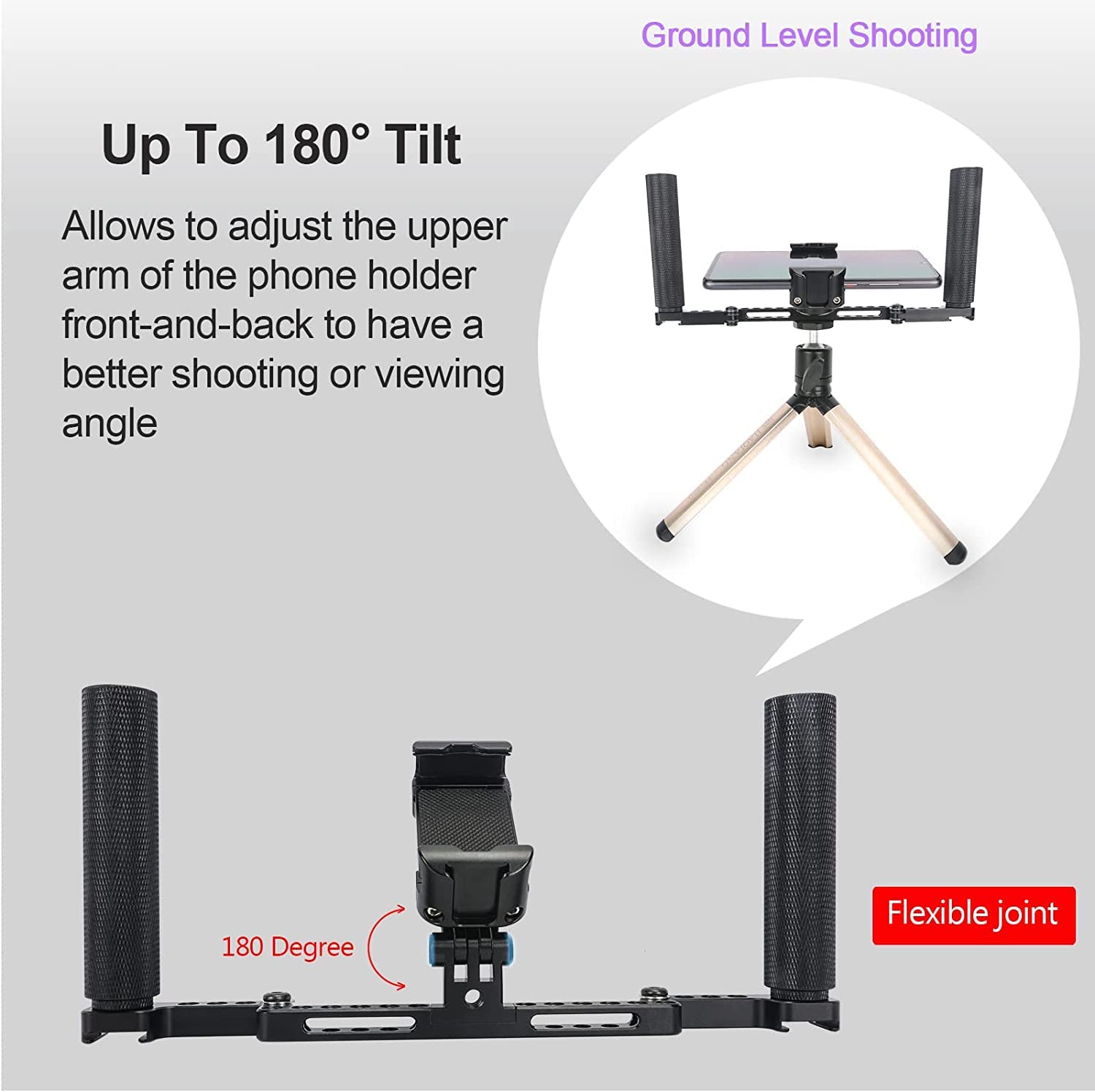 NICEYRIG Estabilizador de Doble Mano para teléfono Inteligente Vlog Vlogging Lives Kit de grabación de Video con Mango Plegable para teléfono Celular Android y iPhone 14/13/12/11/XS Pro MAX -521