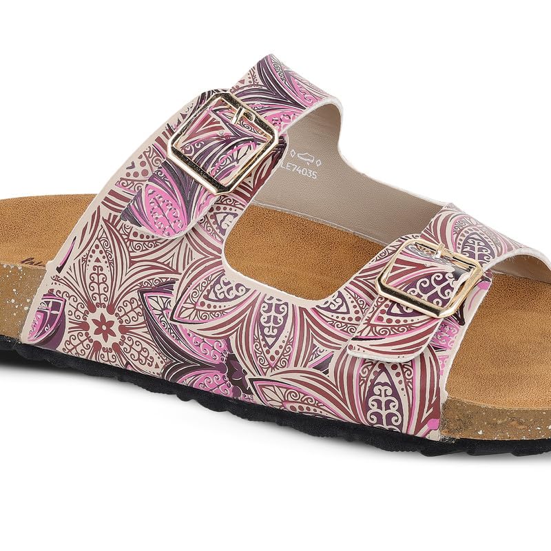 Image of WALKAROO Women's Fashion Sandals|Printed Dual Strap Design,Cushioned Insole, Lightweight PU Sole|Fashion,Trendy,Stylish Slip-On Comfort Sandals | WLE74035