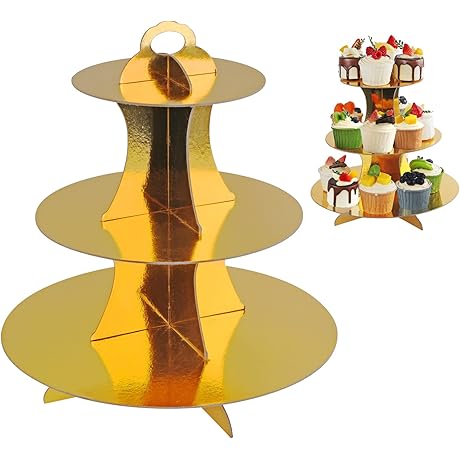 Gold Cupcake Stand - Heighten Your Celebrations with 3-Tiered Elegance