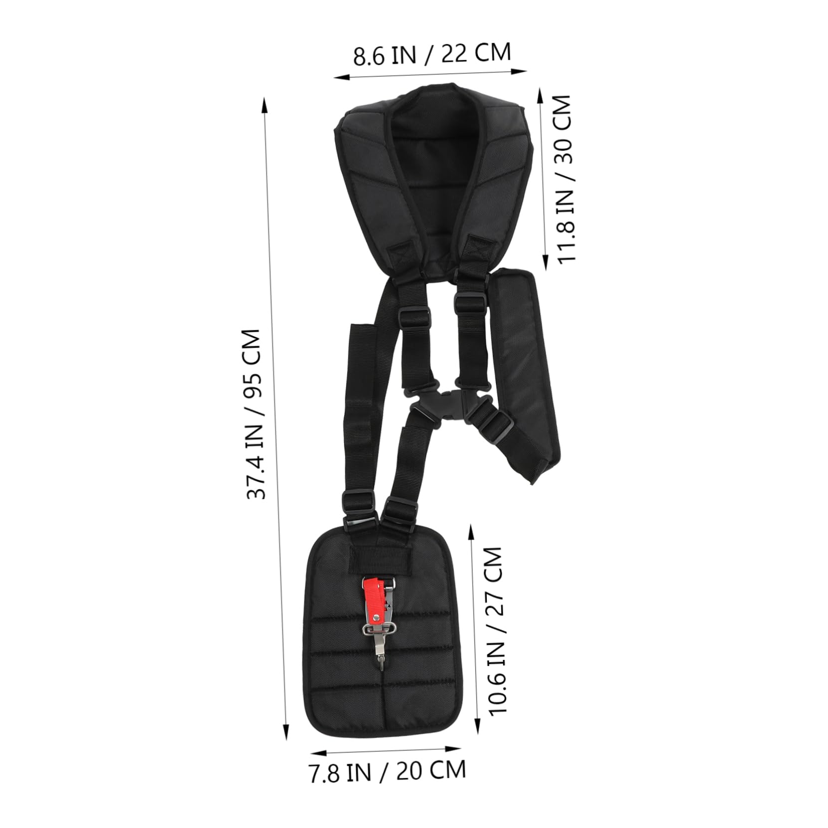 YARNOW Correa para Desbrozadora Doble Hombro de Nylon Ajustable Negro | Gancho de Transporte y Pinzas, Fácil de Colocar y Soltar, para Cortacésped y Desbrozadora