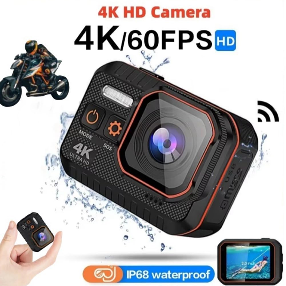 Outdoor Sport 4K HD 60FPS kamera Wi-Fi 170° szeroki kąt działania wodoodporna kamera do roweru motocyklowy z ekranem LED