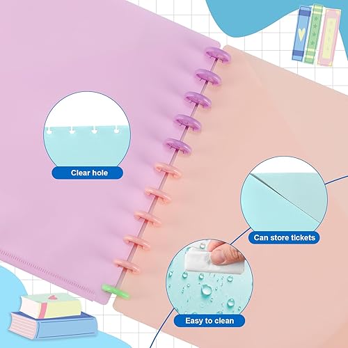 Miniatura 5 de Paquete de 5 divisores de disco tamaño carta, planificador de disco de 9.3 x 11 pulgadas, divisores de cuaderno con bolsillos, 11 discos