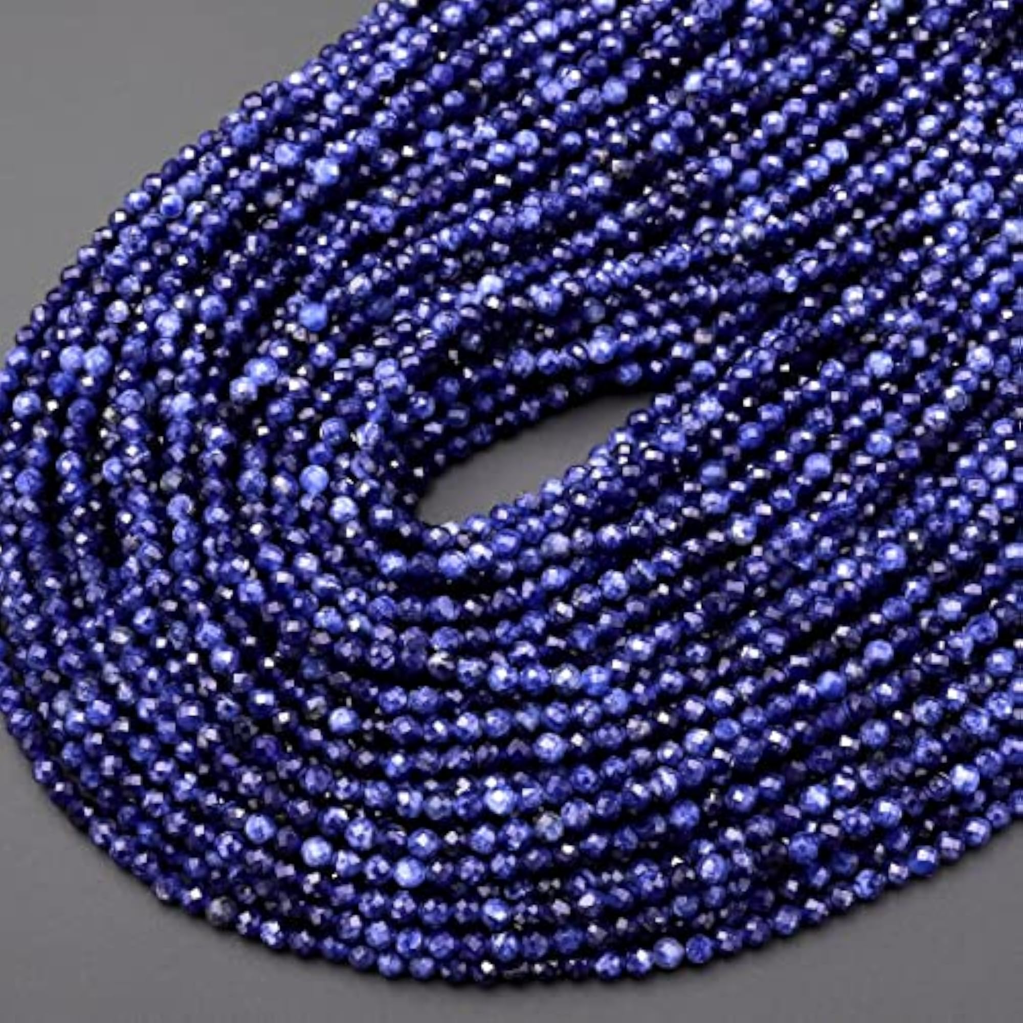 Natural Sodalite Gemstone Round Micro Faceted Beads Strand