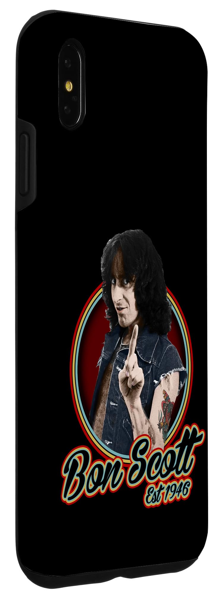 Bon Scott Retro Circle Photo Est 1946 Case for iPhone XS Max - Image 3