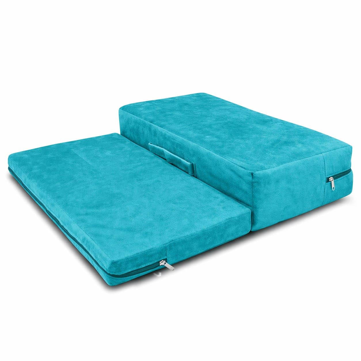 Foldable Meditation Chair with Back Support, Floor Seating Chair for Yoga, Meditation & Relaxation, Padded Cushion Seat with Removable Velvet Cover, Portable Folding Chair (Firozi)-image-46