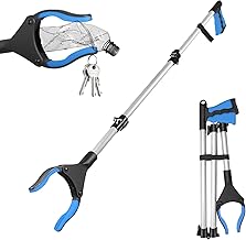 GROFIS 110cm Greifzange für Senioren Stabil, Faltbare Müllzange aus Aluminium, 360° Drehbarer Kopf Müllgreifer mit Magnetspitzen, Anti-Rutsch-Kiefer und Gemütlich Gummigriff Greifarm Greifhilfe
