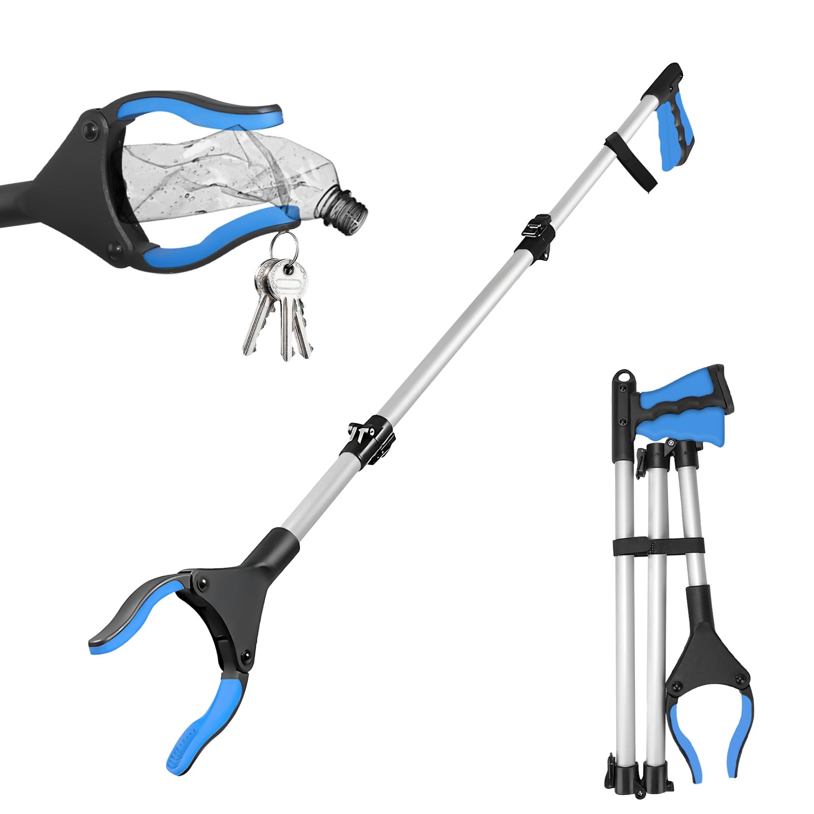 2 Pinze Telescopiche Pieghevoli Con Testa Rotante 360° - Raccoglitore Oggetti Con Punte Magnetiche - Per Anziani - Foto 5