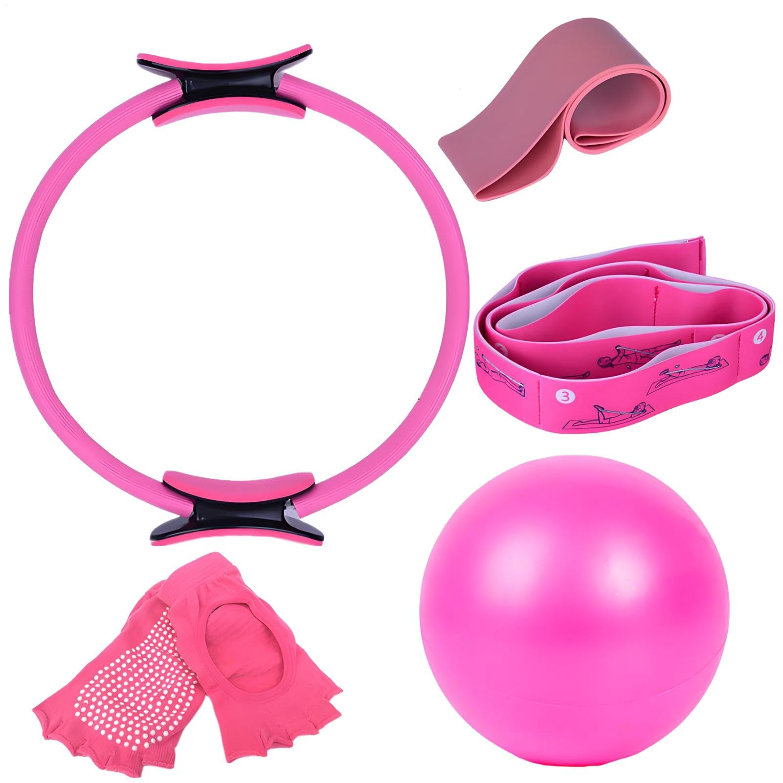 Kit D'équipement Pilates,anneau Pilates 5 Pièces, Ballon De Yoga, Bandes De Résistance, Chaussettes De Yoga, Ceinture D'étirement, Équipement D'entraînement À Domicile Pour La Stabilité, Les Étirement