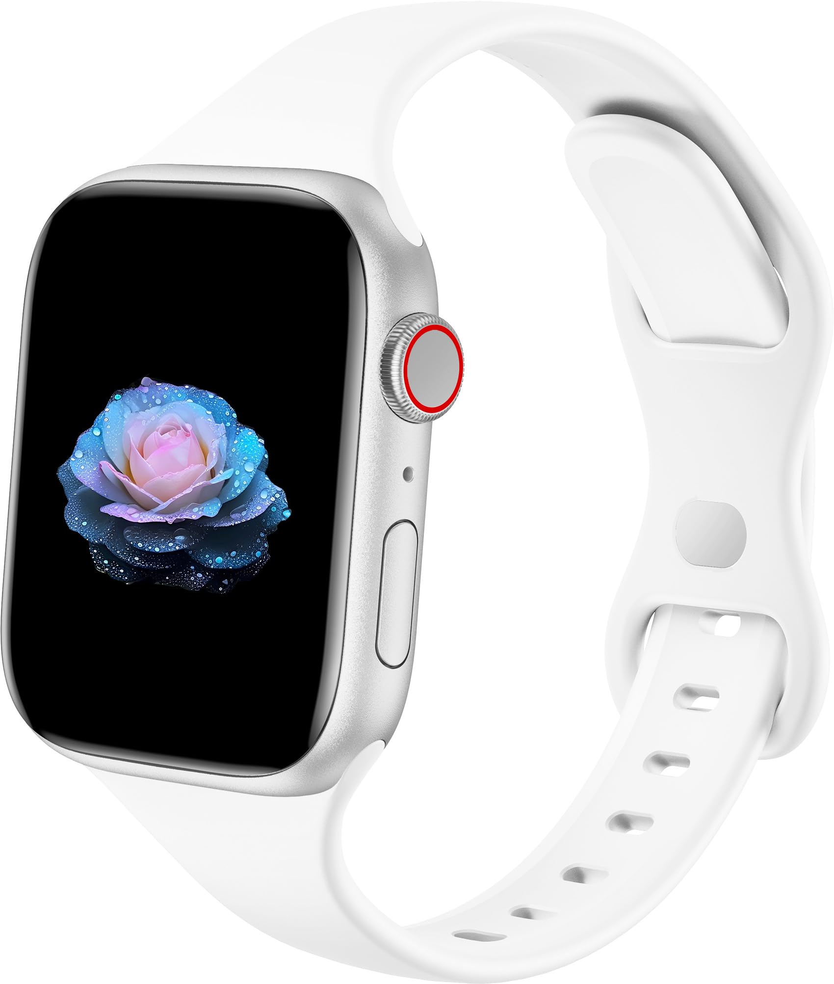 Sycamond Thin Silicone Band Compatible with Apple Watch 41mm 40mm 38mm, Slim Narrow Replacement Sport Strap Wristband for iWatch Series SE 10 9 8 7 6 5 4 3 Ultra 2 1 Women Men, S/M White