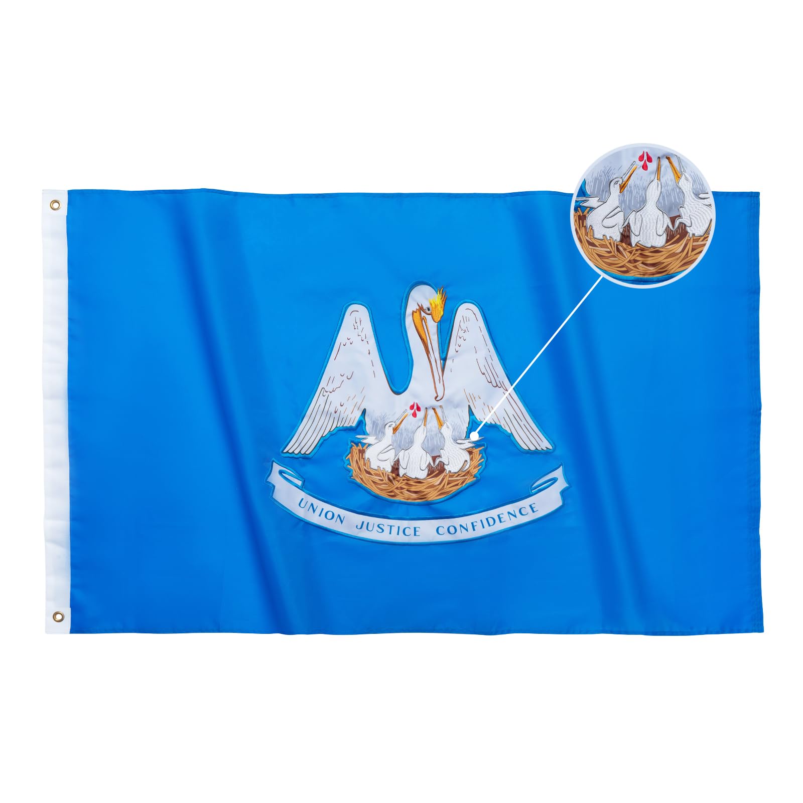 TOPFLAGS Louisiana Flag 4x6 Outdoor LA State Flags Embroidered Flag Heavy Duty Sewn Stripes with 2 Brass Grommets