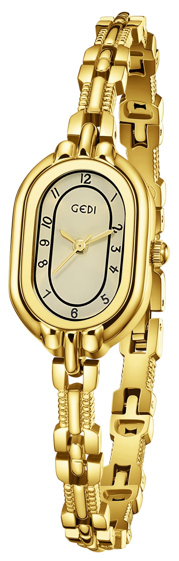 Women's Vintage Oval Watches Luxury Minimalism Bracelet Small Gold Tone Watch Ladies Analog Waterproof Watch Fashion Bangle Bracelet Dress Watch with Stainless Steel Band