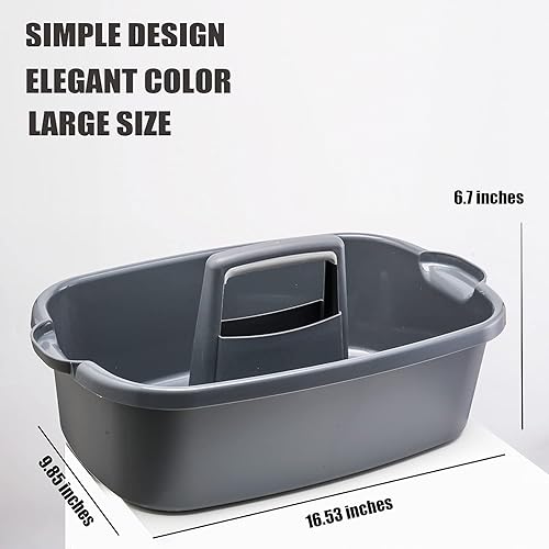 Miniatura 10 de ALINK Organizador de almacenamiento de limpieza de plástico con asa, organizador grande de ducha para dormitorio, baño, herramientas, jardín,