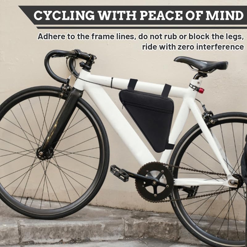 Borsa Telaio Triangolare per Bici, Manubrio Anteriore Impermeabile, Borse Portaoggetti Sottosella con Striscia Riflettente, Marsupio per Bici da Corsa e Mountain Bike