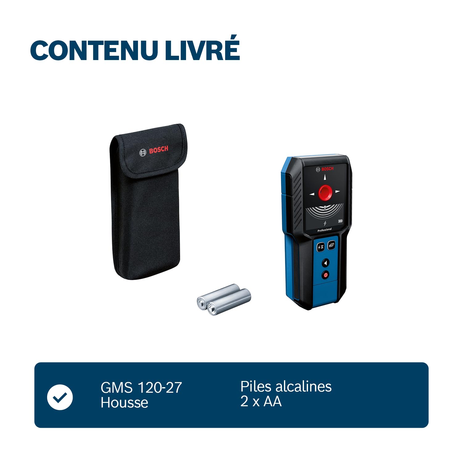 Bosch Professional GMS 120-27 Scanneur Mural Détection 120/100/50/30 mm USB-C