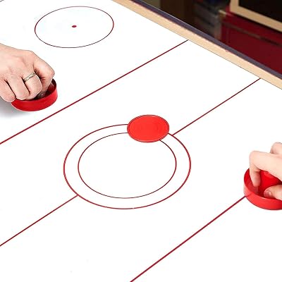 Jeu De Air Hockey De Table Avec LEDs - Ventilateur Intégré - 2 Maillets & 2 Disques - Multicolore - Relaxdays
