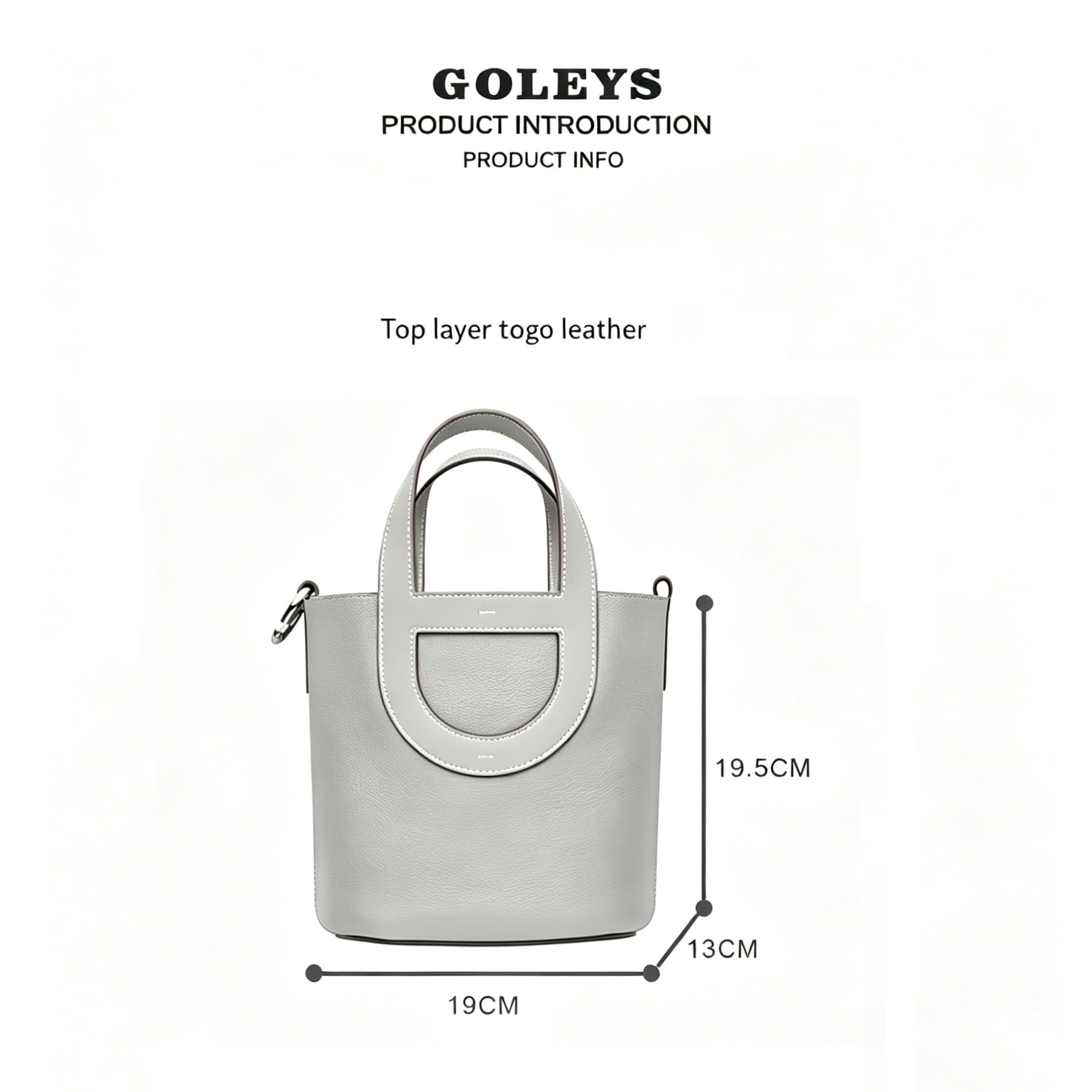 Premium Full Grain Togo Leather Bucket Bag, Women's Crossbody & Top Handle Tote, Small Satchel Purse with Detachable Strap