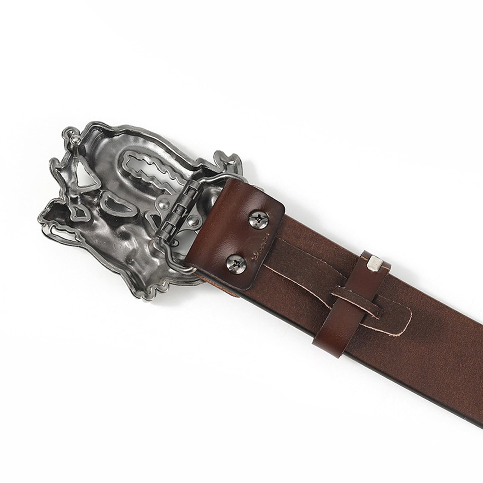 Cintura Western Uomo Donna, Cowboy E Cowgirl, Drago Scolpito Vera Pelle, Fibbie, Larghezza 3,5 Cm