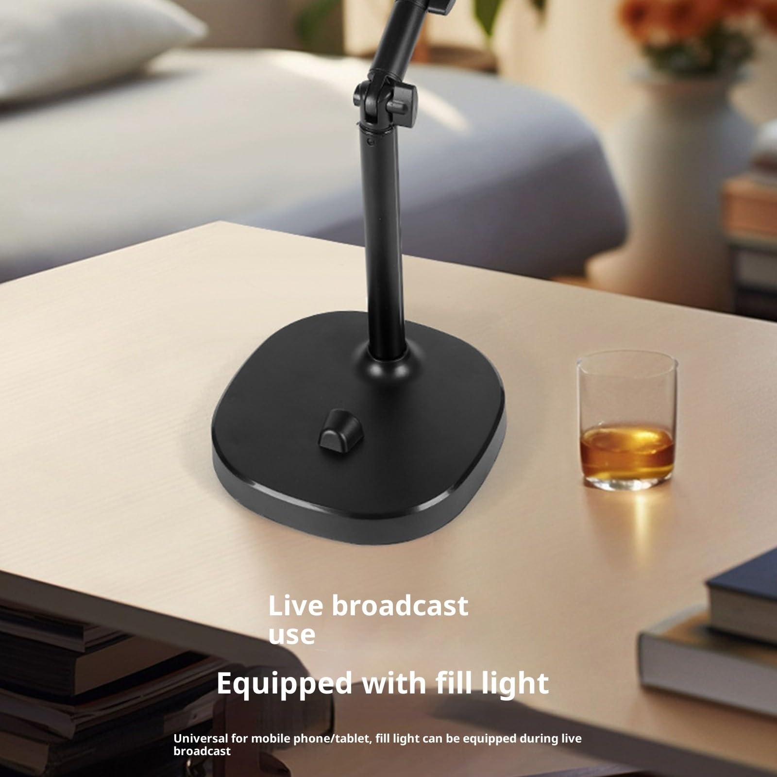 Supporto per telefono con morsetto, posizionamento multi-angolo per live streaming, registrazione video, corsi online e morsetto regolabile per telefono da scrivania
