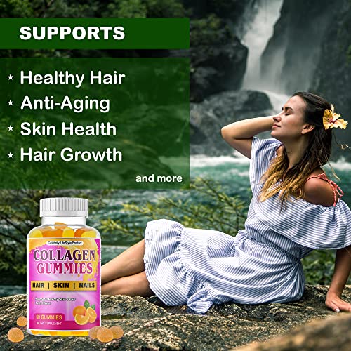 Collagen Gummies With Biotin For Women And Men, Collagen Supplements Strengthen Hair, Skin And Nails, 200Mg Of Hydrolyzed Collagen, Vitamin C & Biotin, Gluten-Free, Non-Gmo- 60 Fruity Flavored Gummies #TOP2