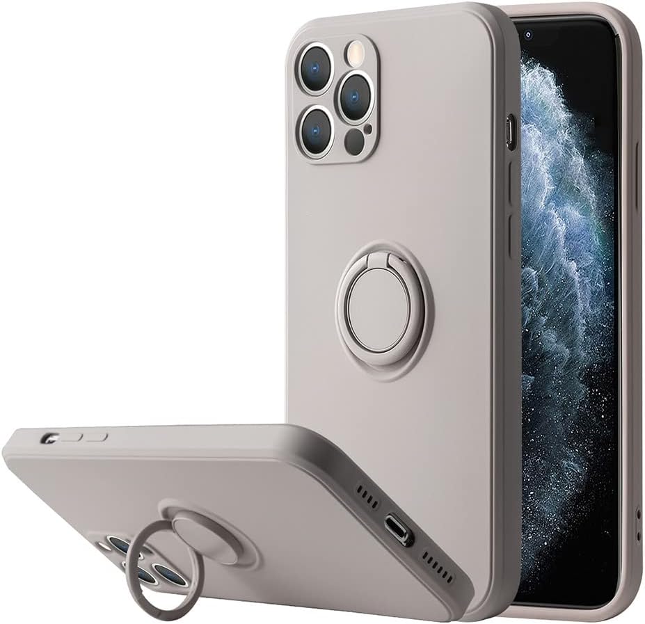 Liquid Silicone Finger Ring Stand Magnetic Holder Bracket for iPhone 13 12 11 Pro Max Mini XR XS Max 7 8 Plus SE 2020 Phone Case,Grass Purple,for iPhone 12Pro Max