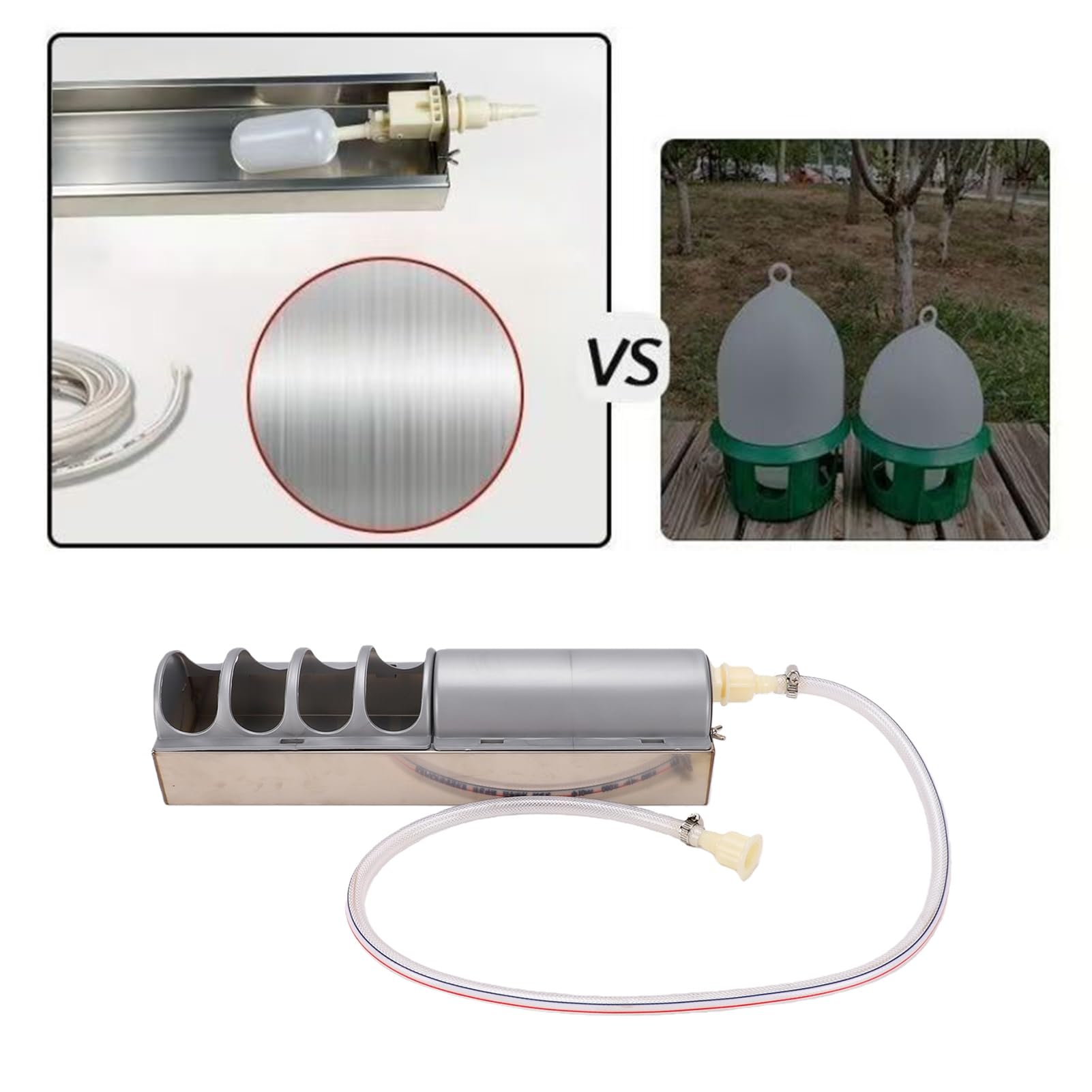 Haofy Abbeveratoio Automatico per Polli, Valvola a Galleggiante in | Acciaio Inox, Porte Multiple, Attacco Tubo, Abbeveratoio per Anatre e Oche