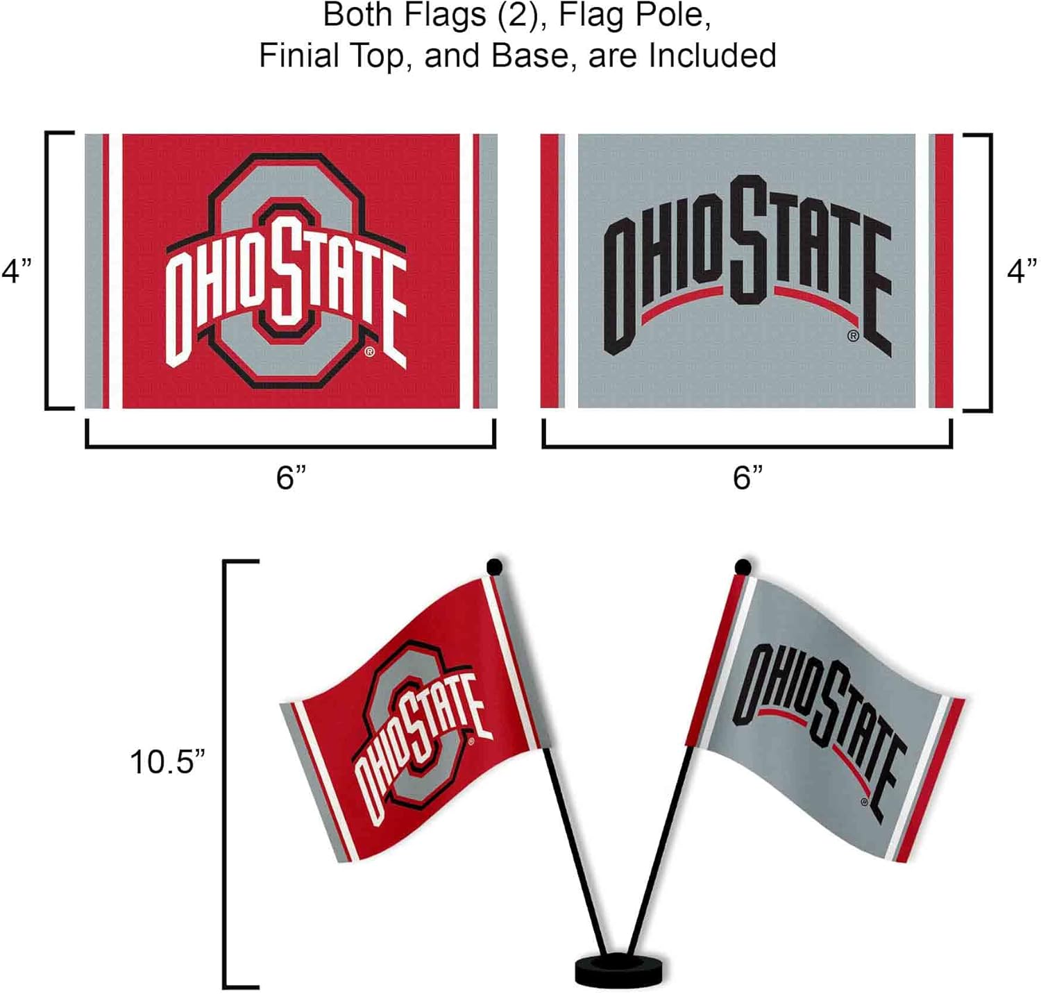 Ohio State Buckeyes Desk and Table Top Flags - Image 3