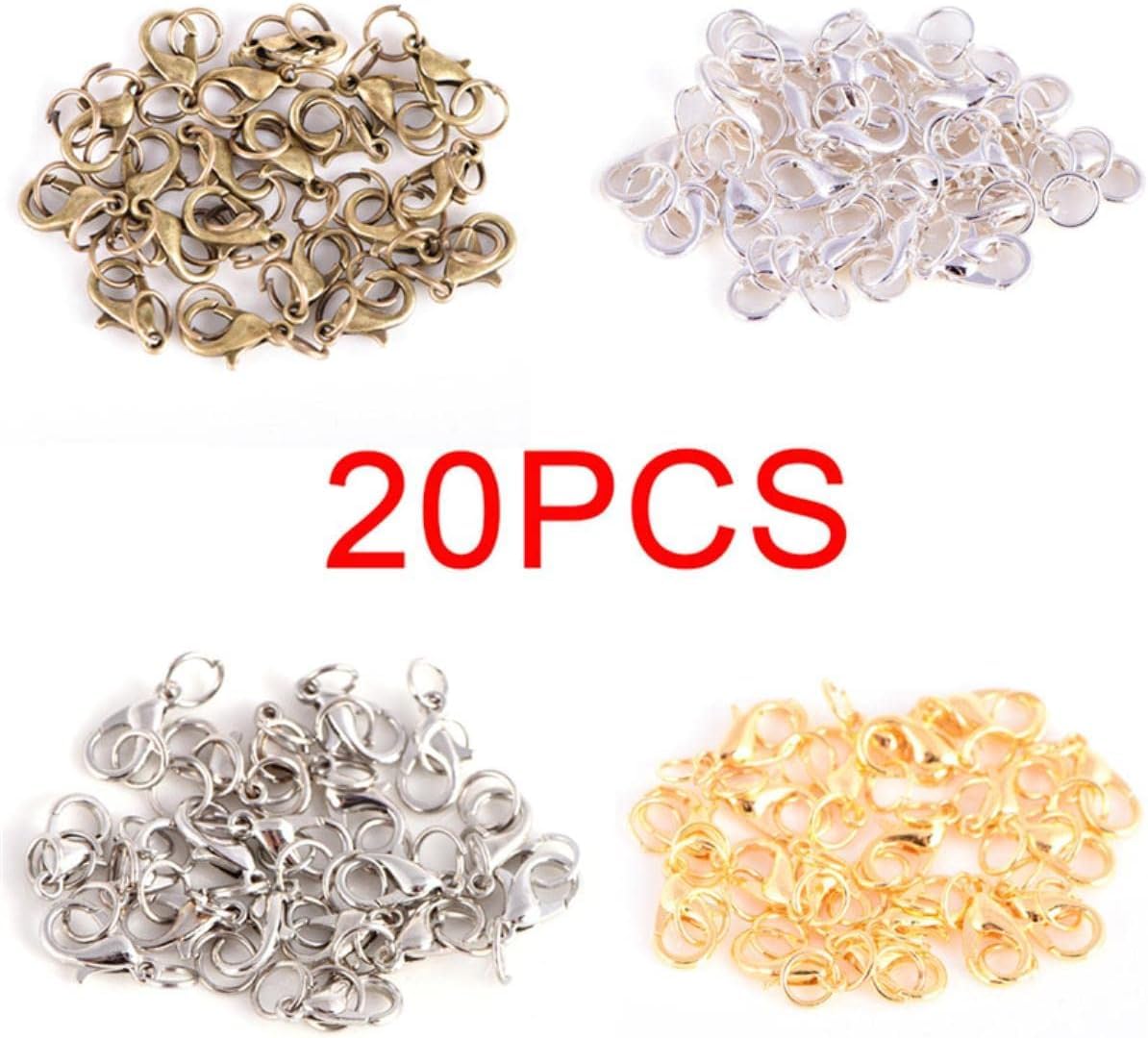 kółka do łańcuszków, łączniki 50 sztuk Boho Lobster Claw Claws Split Ring Jump Rings Making Hook Koraliki Crimp End Connectors Naszyjnik Ustalenia Tworzenia Biżuterii-Gold (Color : Bronze10mm)