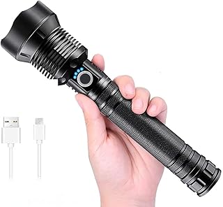 Rechargeable Led Flashlight High Lumens, 90000 Lumens Bright Flashlight Tactical Flashlight, Zoomable&Waterproof,Powerful Flashlight with 3 Modes Battery for Camping Outdoor(P70.2)