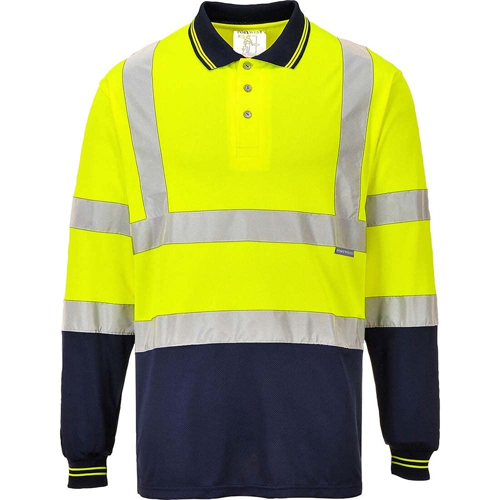 Portwest Two-Tone Long Sleeved Polo Yellow/Navy Size: 2XL Colour: Yell