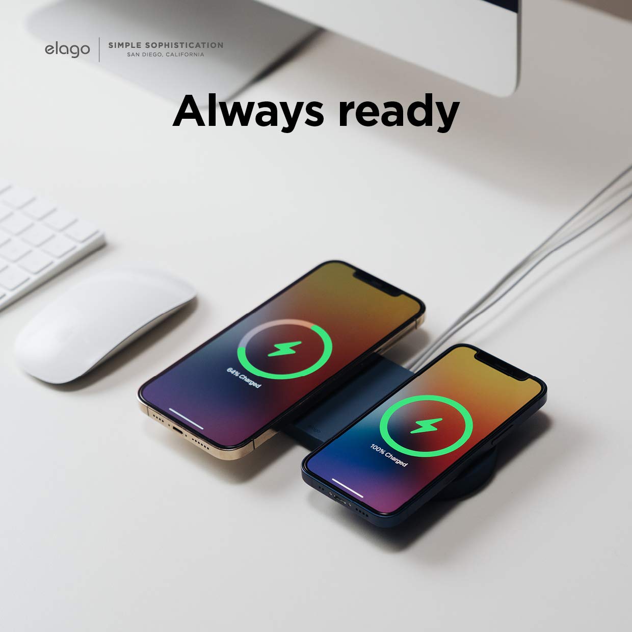 elago 2 in 1 Wireless Charger Stand, Charging Station Designed for MagSafe, Compatible with iPhone 15/14/13/12, AirPods Pro/Pro2 & AirPods 3 – [Stone] [Charging Cable Not Included]