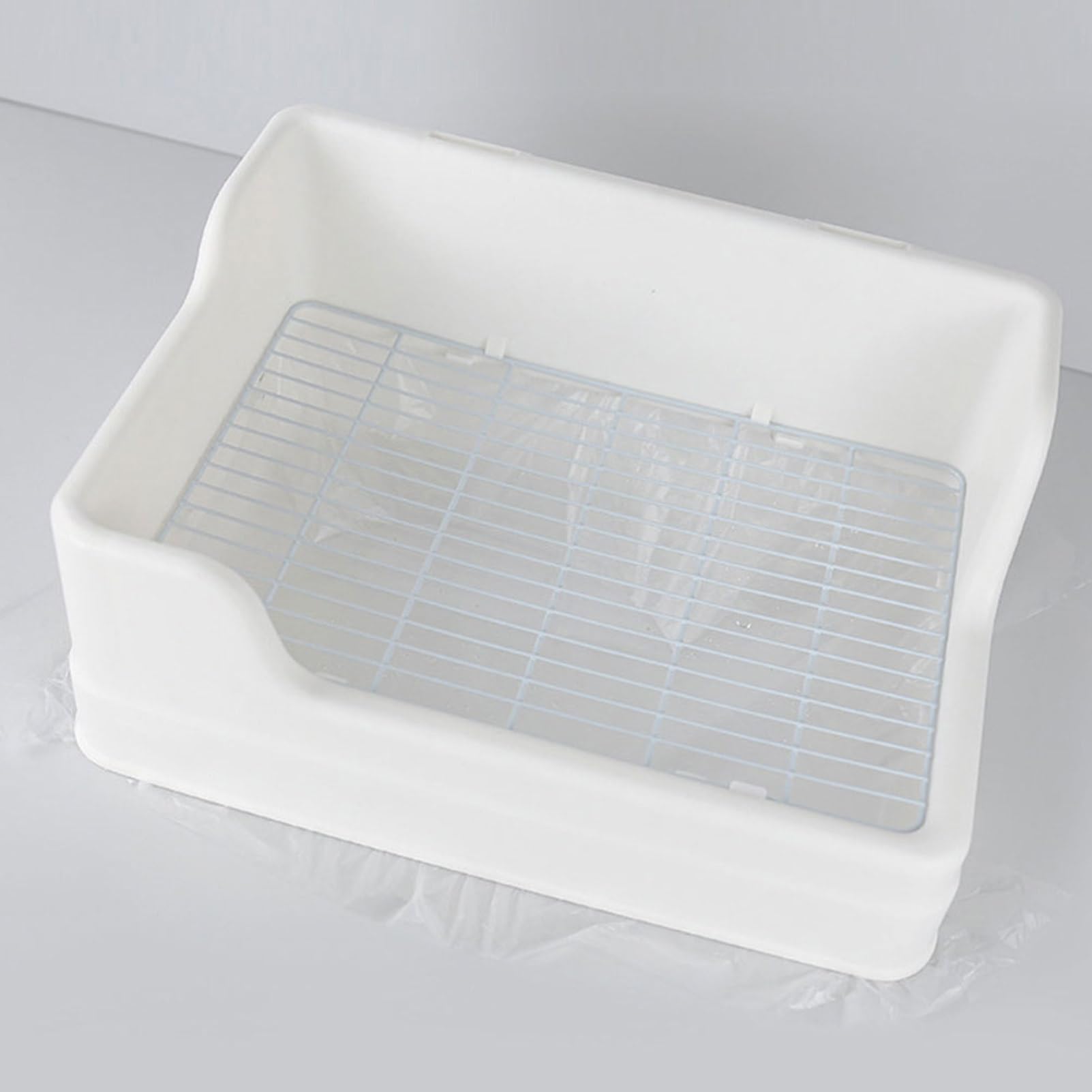 UKCOCO Lettiera per Coniglio in Plastica Bianca con Ingresso Ridotto e Design Separato a Due Parti, Vasino Riutilizzabile per Gabbie Interne di Conigli Nani e Porcellini D'india