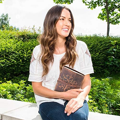 Leather Journal Tree of Life - MOONSTER® Writing Notebook Handmade Leather Bound Daily Notepads for Men and Women Blank Paper 18x13 cm - Great for Art Sketchbook, Travel Diary and Journals to Write in
