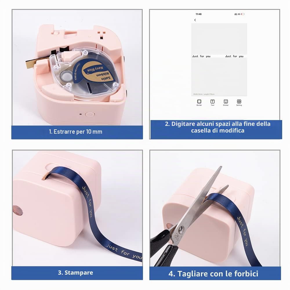 PhomemoP12/P12-Pro/LT12, nastro di raso originale,12 mm x 2 m, 5 colori,R234/RE31/RN34/R531/R231, per regali, matrimoni, confezioni regalo fai da te, per stampante Phomemo P12/P12 Pro/LT12