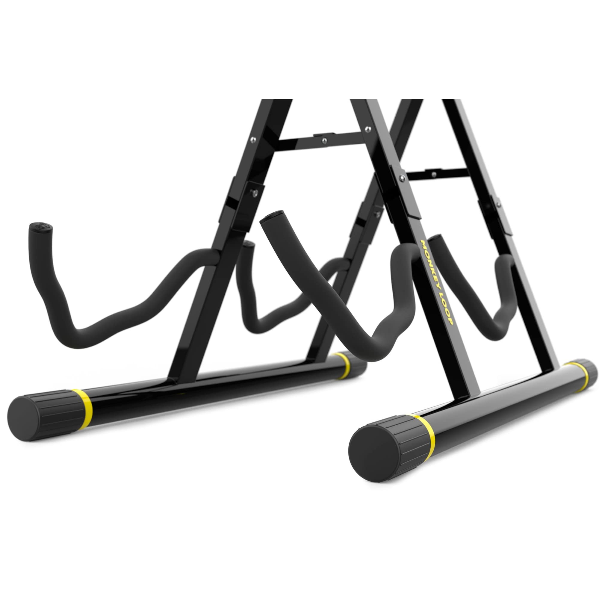 Monkey Loop Double Prime - Supporto per Chitarra - Supporto da Pavimento per 2 Chitarre - Compatibile con Chitarre Acustiche, Elettriche e Bassi - Robusto e Stabile - Accessorio Pieghevole
