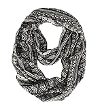 Peach Couture Scarves for Women Tribal Scarf Floral Scarf Bohemian Black Infinity Scarf Circe Scarf