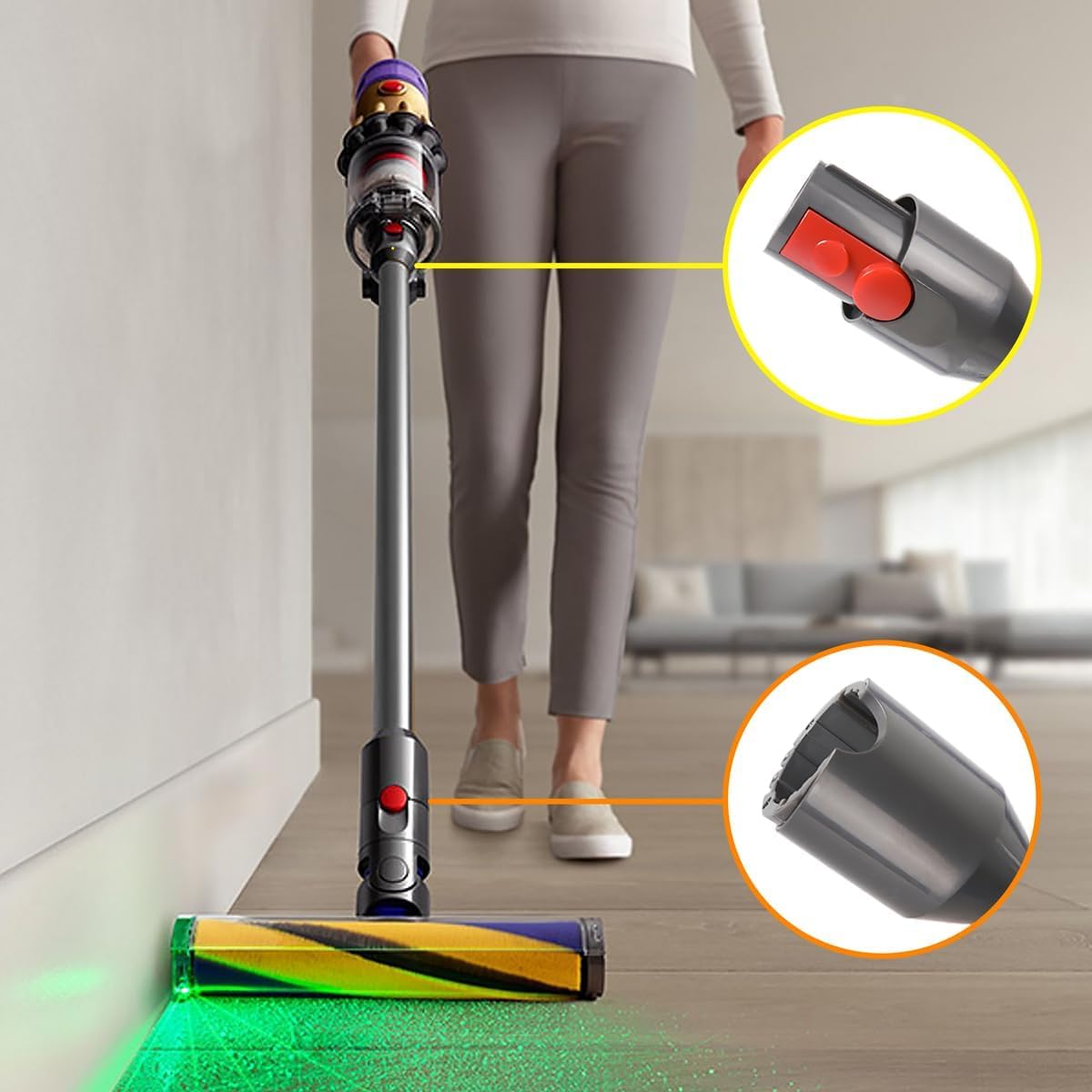 Tube Extension pour Dyson V12 Detect Slim / V10 Digital Slim, Tube Rallonge 74cm avec Connexion Rapide, Tige Rigide Aspirateur Accessoire Compatible Dyson Slim Série-Bleu