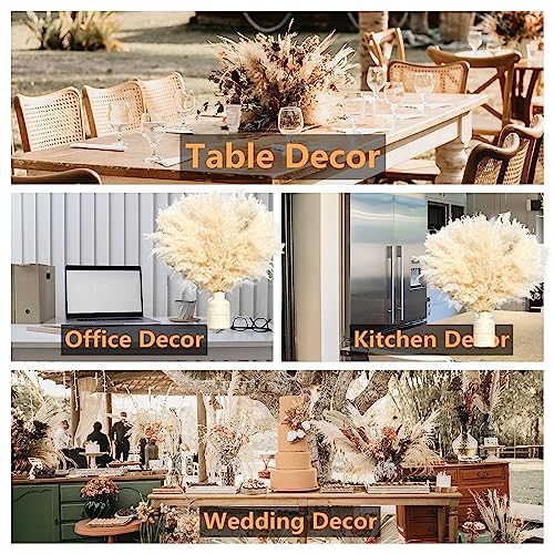 10 Pampas Stück Beige Pampasgras Dekor, natürlich getrocknete Pompas, Hasenschwanz getrocknete Blumen und getrockneter Eukalyptus. Perfekt für Hochzeiten, Boho-Partydekorationen