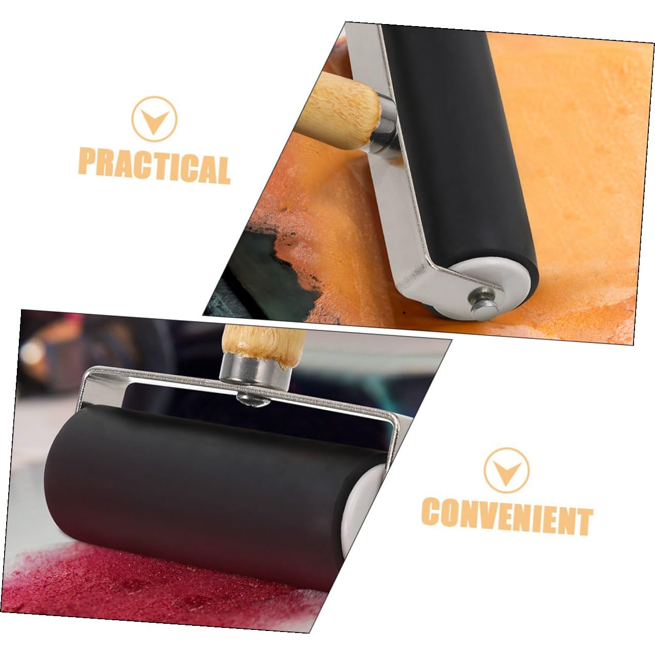 Mipcase 4pezzi Rullo Brayer in Plastica per Lavori Artigianali Stampa e Applicazione di Inchiostro Applicatore di Colla per Pittura e Progetti Grafici