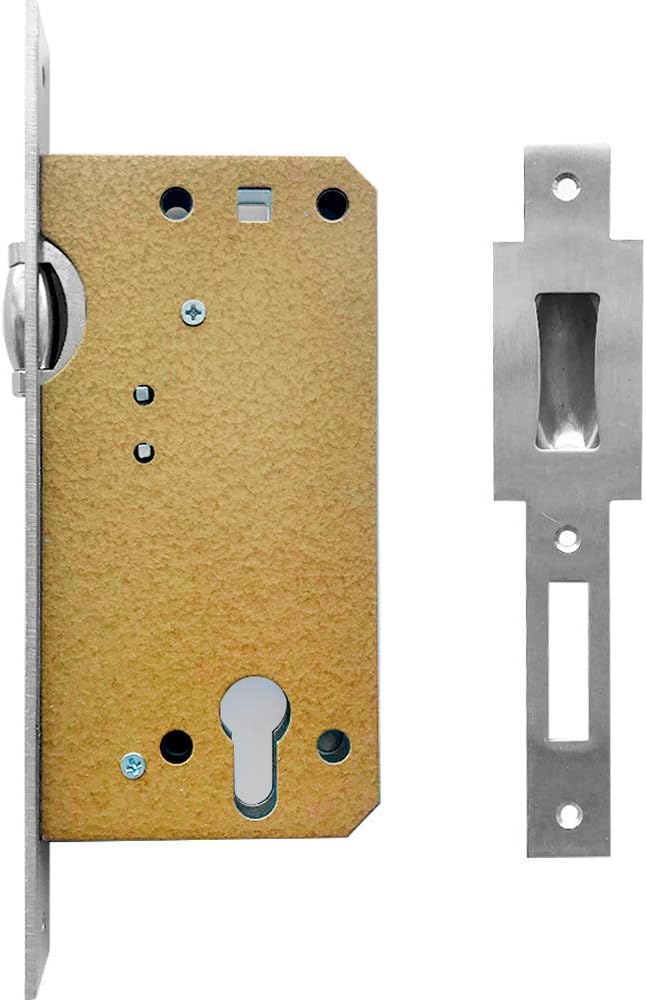 Swing Door Lock CES 4530, Made in Germany, 55mm Backset Edged Forend, Stainless Steel Finish, w/striking plate