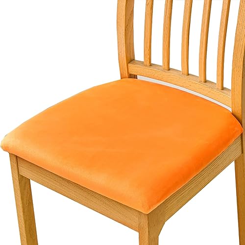 Miniatura 8 de Fundas elásticas de terciopelo para asiento de silla de comedor, 6 piezas, fundas protectoras de asiento suaves para sillas de comedor, fundas