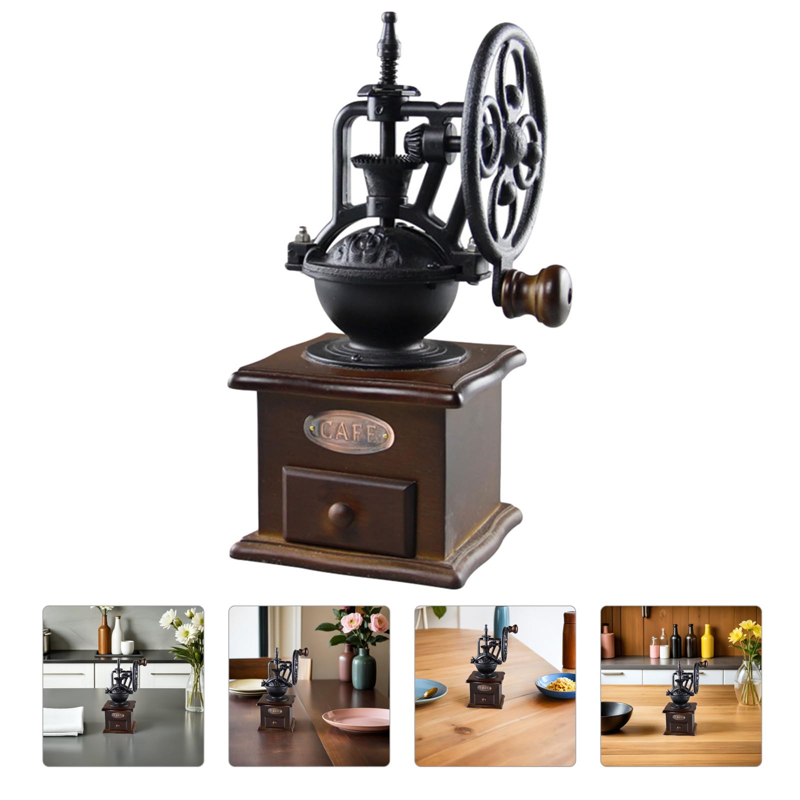 KICHOUSE Macinacaffè Manuale Vintage per Chicchi e Spezie Macinino Portatile Manovella per Caffè Fresco e Grani Accessorio Pratico e Sicuro per Amanti del Caffè