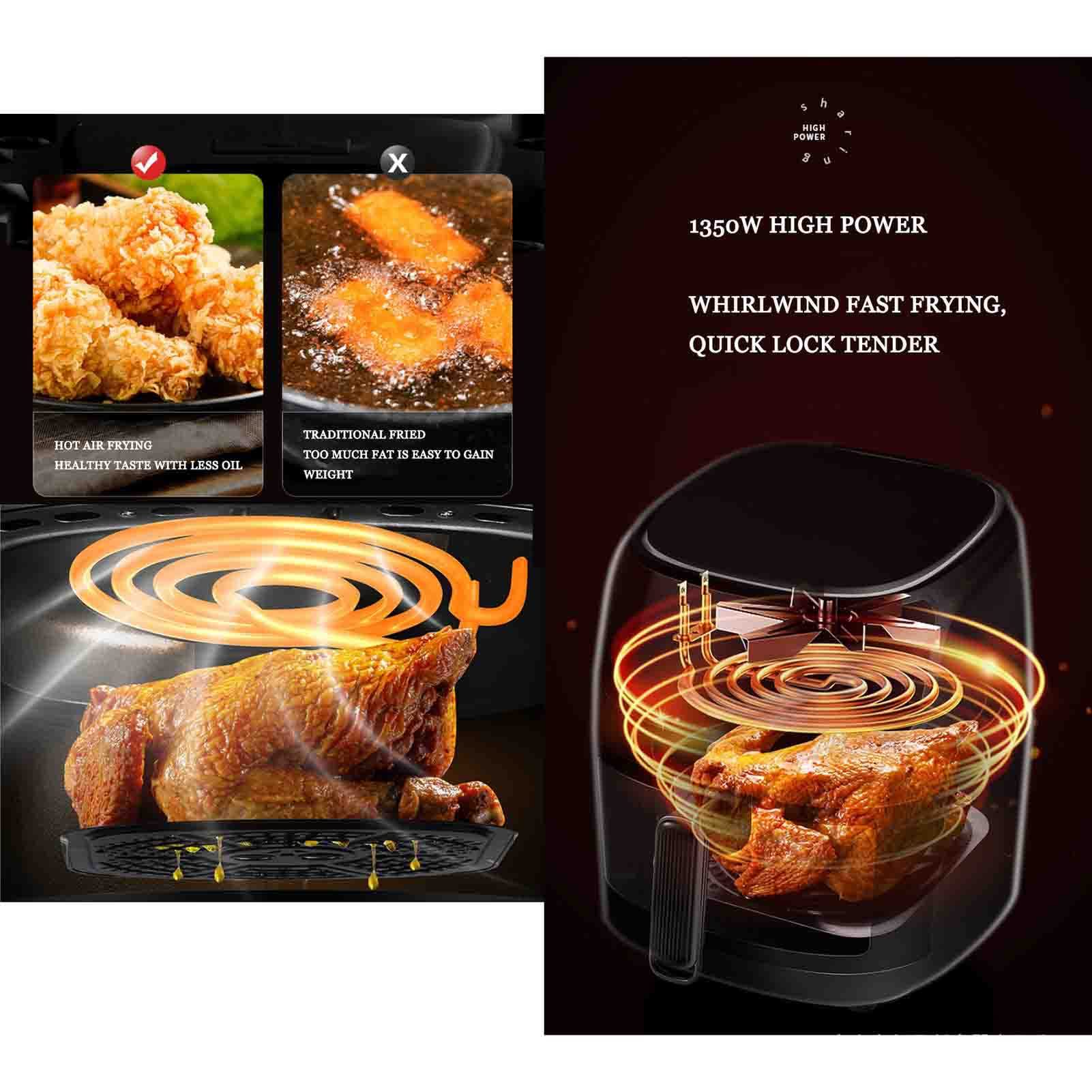 Amazon.co.jp: 5L容量エアフライヤー、オイルフリー調理用の8つの