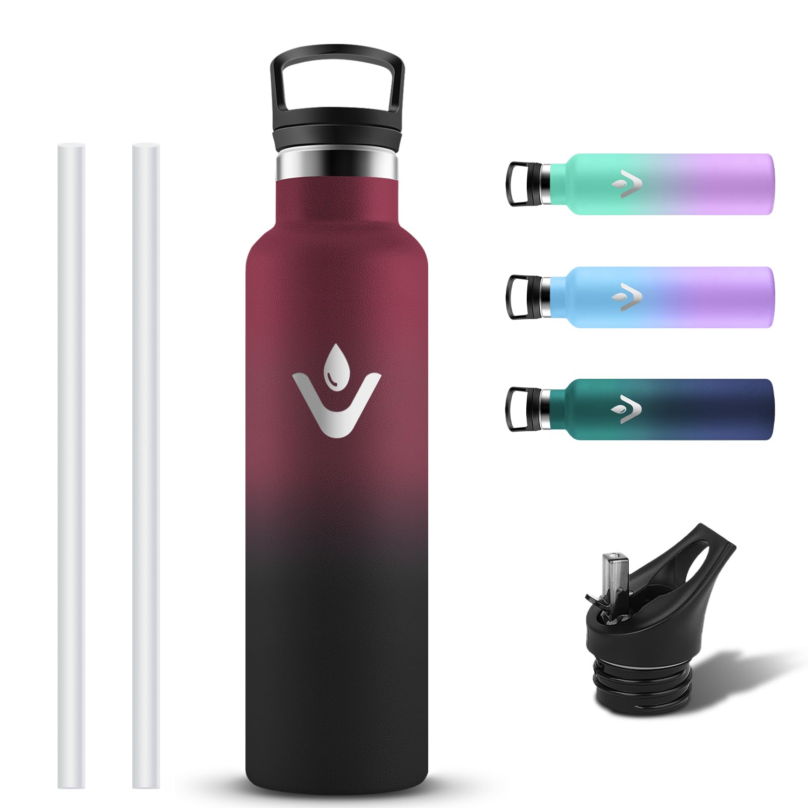 Grsta 750ml Thermal Water Bottle, Thermal Water Bottles with Straw, Leak-Proof Stainless Steel Water Bottle, Reusable Thermal Bottle, BPA Free Water Bottles for Hiking, Office, Outdoor