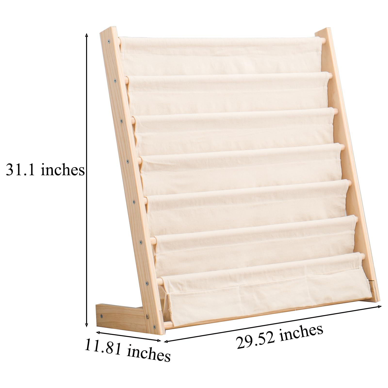 HaoGZMZFCL 7 Tier Wood Bookshelf for Kids Books Storage Organizer Natural Wooden Book Shelves for Study Room Living Room (29.52