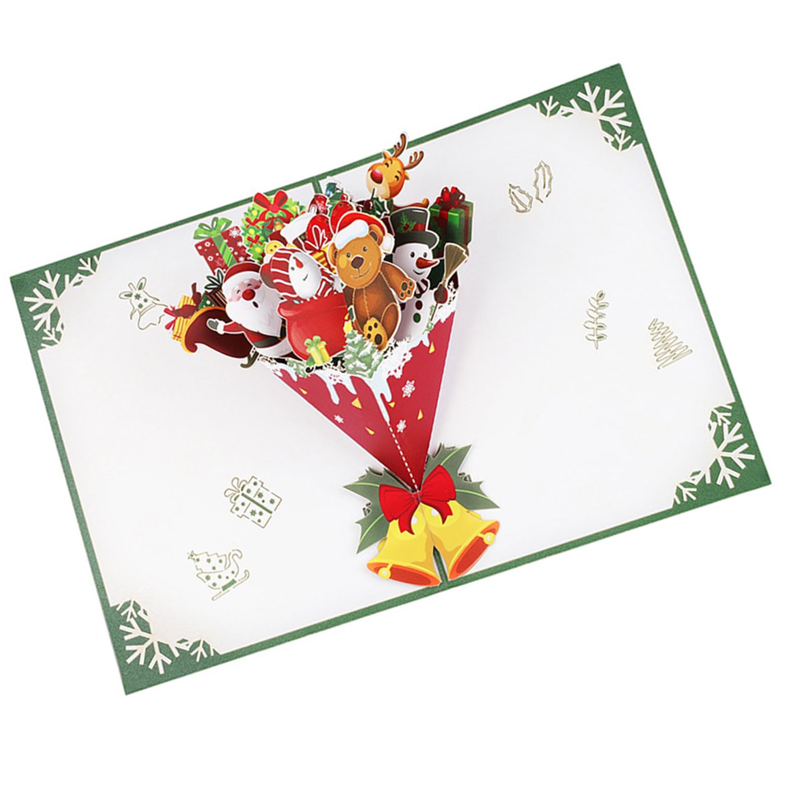 Mekalero Foldable 3D Christmas Dolls Bouquet Popup Greeting Card with Envelope Surprise for Family and Friend Enveloped Holiday