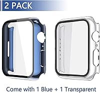 Vista 2 de Misxi - Juego de 2 fundas rígidas de PC con protector de pantalla de vidrio templado compatible con Apple Watch Series 9 (2023) Series 8 Series 7