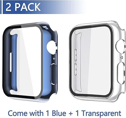 Miniatura 2 de Misxi - Juego de 2 fundas rígidas de PC con protector de pantalla de vidrio templado compatible con Apple Watch Series 9 (2023) Series 8 Series 7 de