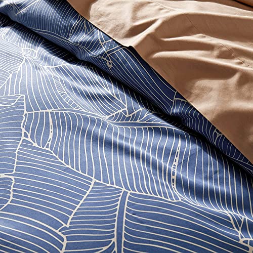 Eikei Modern Vintage Retro Mod Print Bedding Egyptian Cotton Duvet Cover Set Minimalist Chic Botanical Design Asian Zen Style Reversible Pattern In Full Queen Or King Size (Queen, Palm Leaf) #TOP5