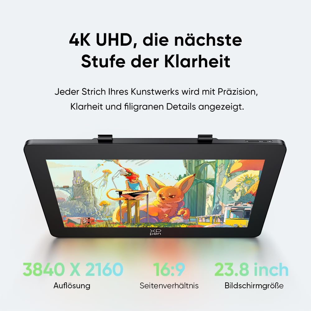XPPen Artist Pro 24 (Gen 2) 4K Grafiktablett mit Display für PC, 23,8 Zoll Grafikdisplay mit 16384 Druckstufen X3 Pro Stift, Ideal für Designer, Künstler